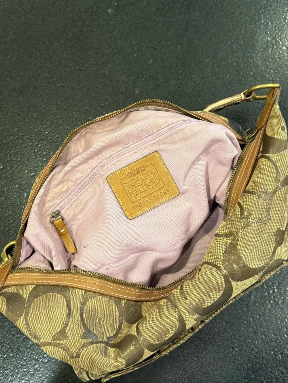 Vintage Coach Tan/Brown Signature Hobo Shoulder Bag